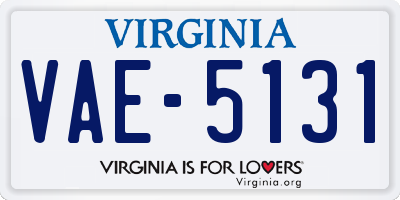 VA license plate VAE5131