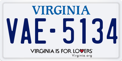 VA license plate VAE5134