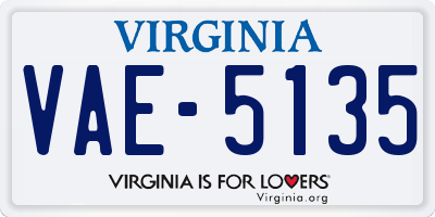VA license plate VAE5135