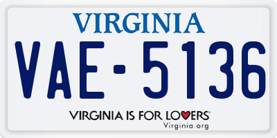 VA license plate VAE5136