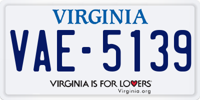VA license plate VAE5139