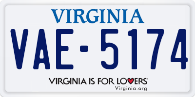 VA license plate VAE5174
