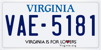 VA license plate VAE5181
