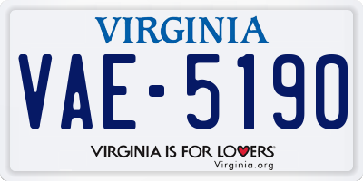VA license plate VAE5190