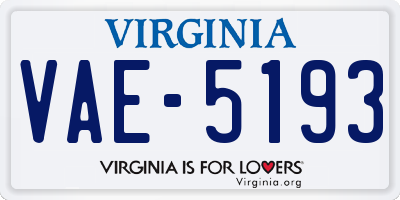 VA license plate VAE5193