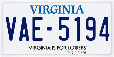 VA license plate VAE5194