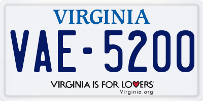 VA license plate VAE5200