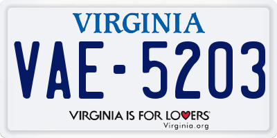 VA license plate VAE5203