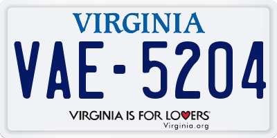 VA license plate VAE5204