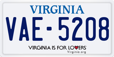 VA license plate VAE5208