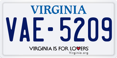 VA license plate VAE5209