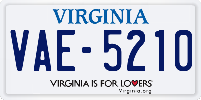 VA license plate VAE5210