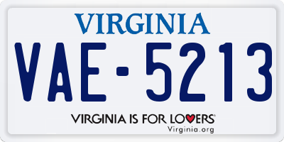 VA license plate VAE5213