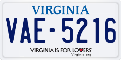 VA license plate VAE5216