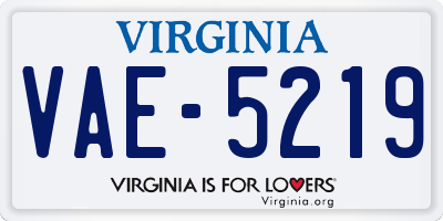VA license plate VAE5219