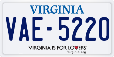 VA license plate VAE5220