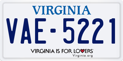 VA license plate VAE5221