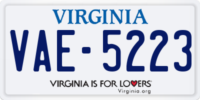 VA license plate VAE5223