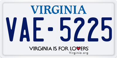 VA license plate VAE5225