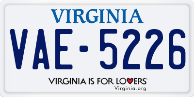 VA license plate VAE5226