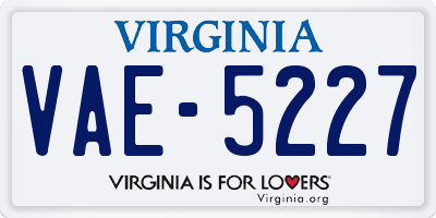VA license plate VAE5227