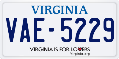 VA license plate VAE5229
