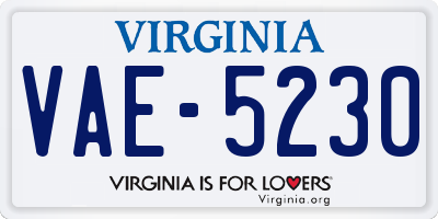 VA license plate VAE5230