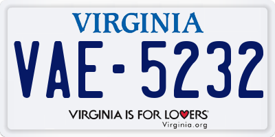 VA license plate VAE5232