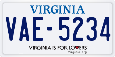 VA license plate VAE5234
