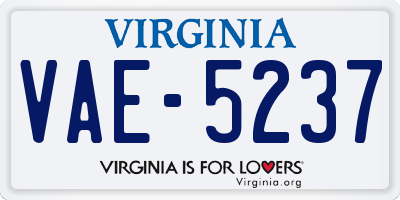 VA license plate VAE5237