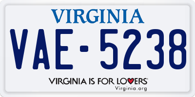 VA license plate VAE5238