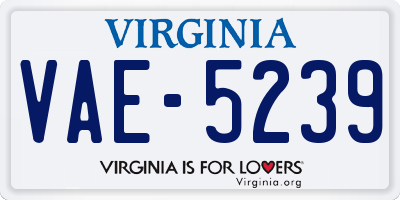 VA license plate VAE5239