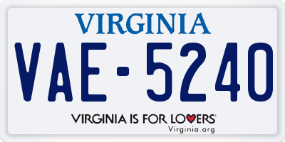 VA license plate VAE5240