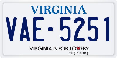 VA license plate VAE5251