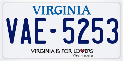 VA license plate VAE5253