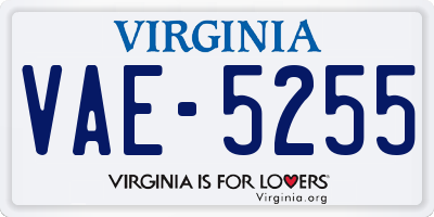 VA license plate VAE5255