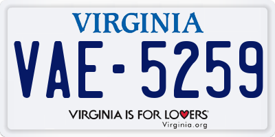 VA license plate VAE5259