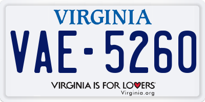 VA license plate VAE5260