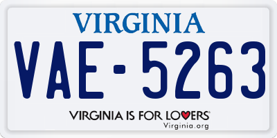 VA license plate VAE5263