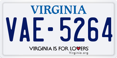 VA license plate VAE5264