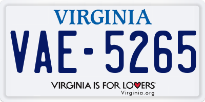 VA license plate VAE5265