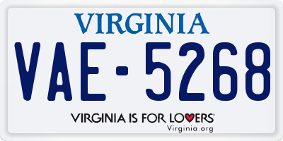VA license plate VAE5268
