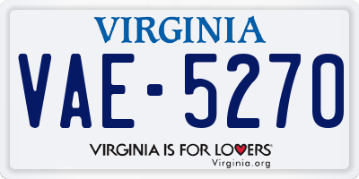 VA license plate VAE5270