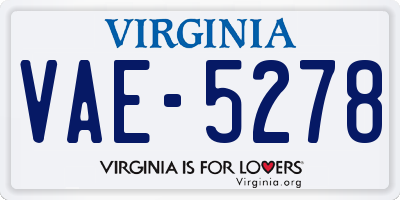 VA license plate VAE5278