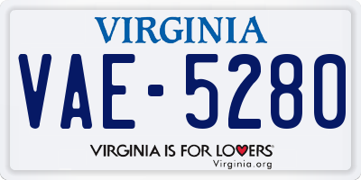 VA license plate VAE5280