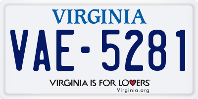 VA license plate VAE5281