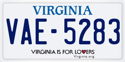 VA license plate VAE5283