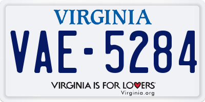 VA license plate VAE5284