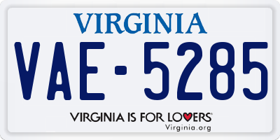 VA license plate VAE5285