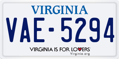 VA license plate VAE5294